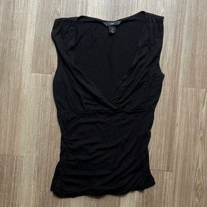 Sexy black tank with v-neck and ruching